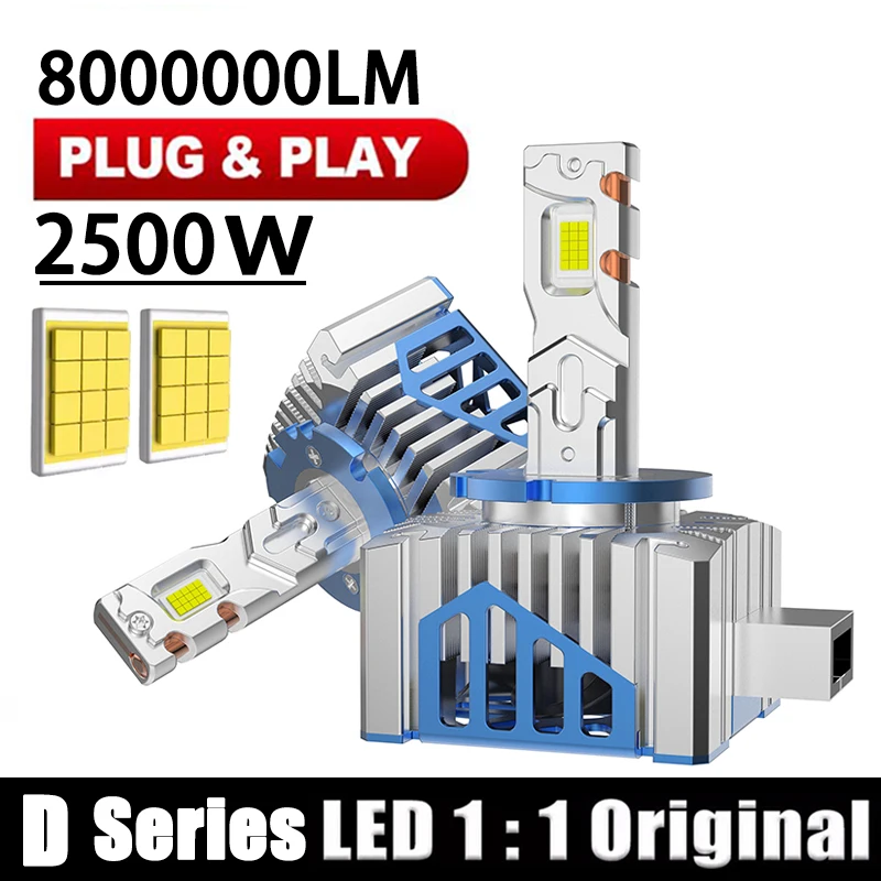 

D SERIES D1S LED Car Headlights HID Bulbs D2S D3S D4S D5S D8S Turbo Lights 2500W 6000K Auto Lamp CANbus No errors Plug&Play