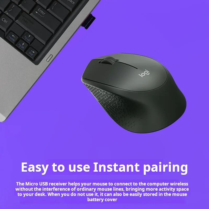 Mouse Logitech M275 Mouse Nirkabel Mouse Kantor Mouse Tangan Kanan Hitam Dilengkapi dengan Penerima Nirkabel 2.4G