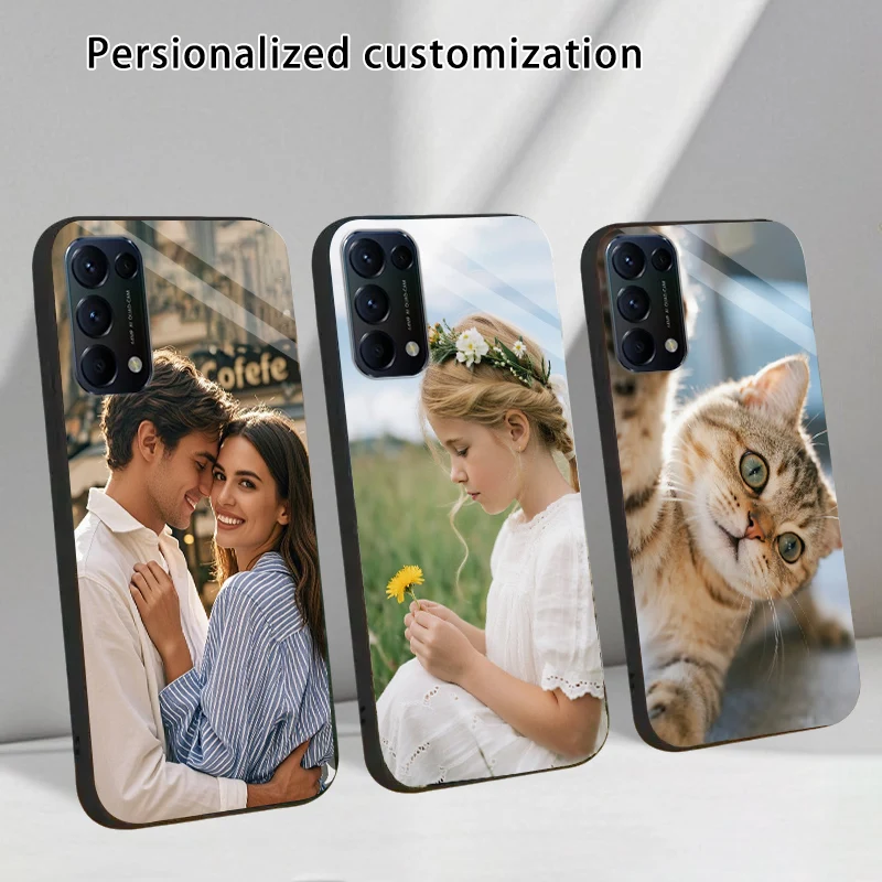 Capa de vidro temperado personalizada para oppo reno 14 13 12 11 f fs 10 5g 5 6 6z 7 8 lite pro plus 8t 4g 5g diy personalizar capa de imagem