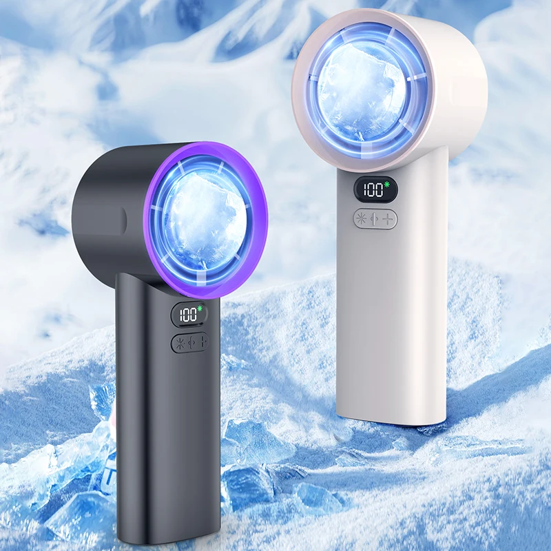

Ручной мини-вентилятор Ice Sense, 100 скоростей ​ ​ Регулируемый портативный перезаряжаемый вентилятор, светодиодный цифровой дисплей, турбовентилятор