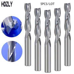 5Pcs 6mm Shank Two Flutes CNC End Mill Cutting Tools,2F Milling Cutter, Router Bits For Wood Board Carpentry Acrylic PVC