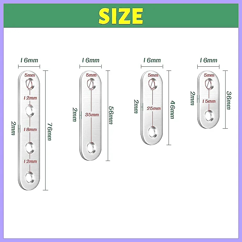Stainless Steel Corner Bracket 30/10PCS Furniture Repair Fixing Plate Connector Cabinet Shelves Flat Straight Brace Heavy Dut
