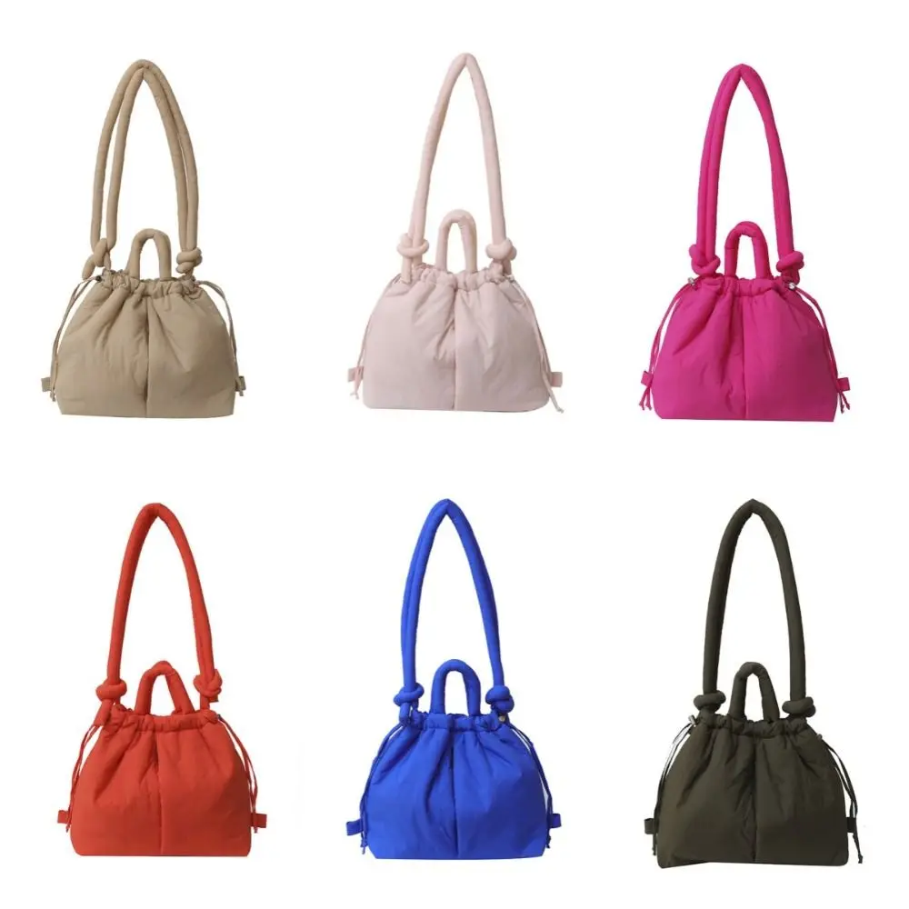 Dual-Purpose cor sólida Drawstring Tote Bag, grande capacidade, Nylon acolchoado bolsa, Soft Drawstring mochila, treino