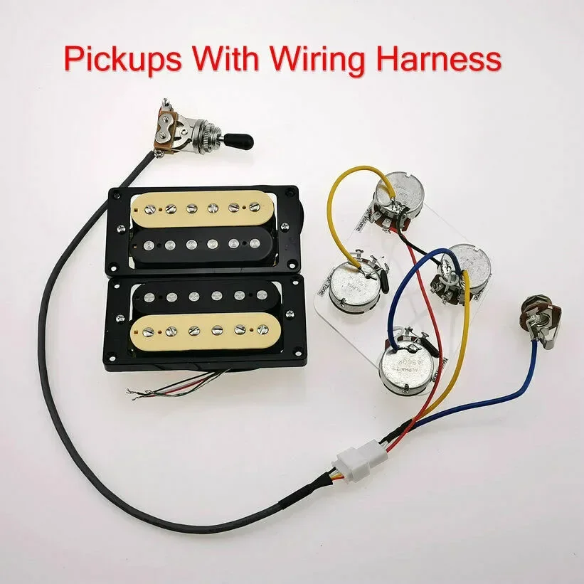 

New Guitar Pickups Humbucker Electric Guitar Pickups 4C zebra / Black set With Wiring Harness