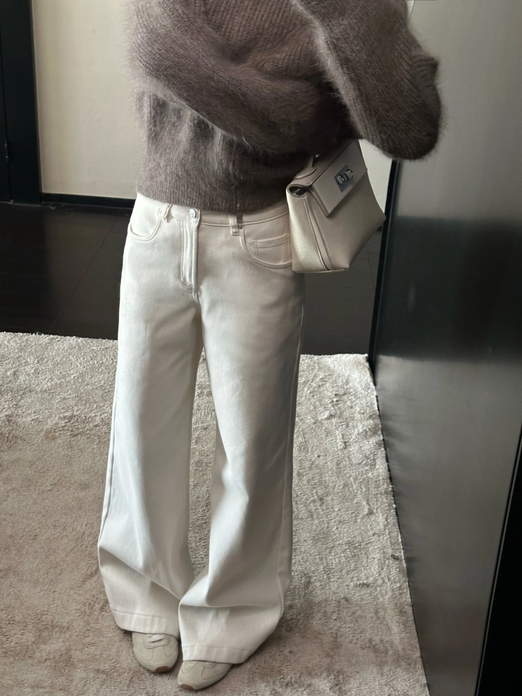 

Джинсы женские 5werkwen Main Line Series: утепленные, прямые, облегающие, однотонные, для повседневной носки, зимние