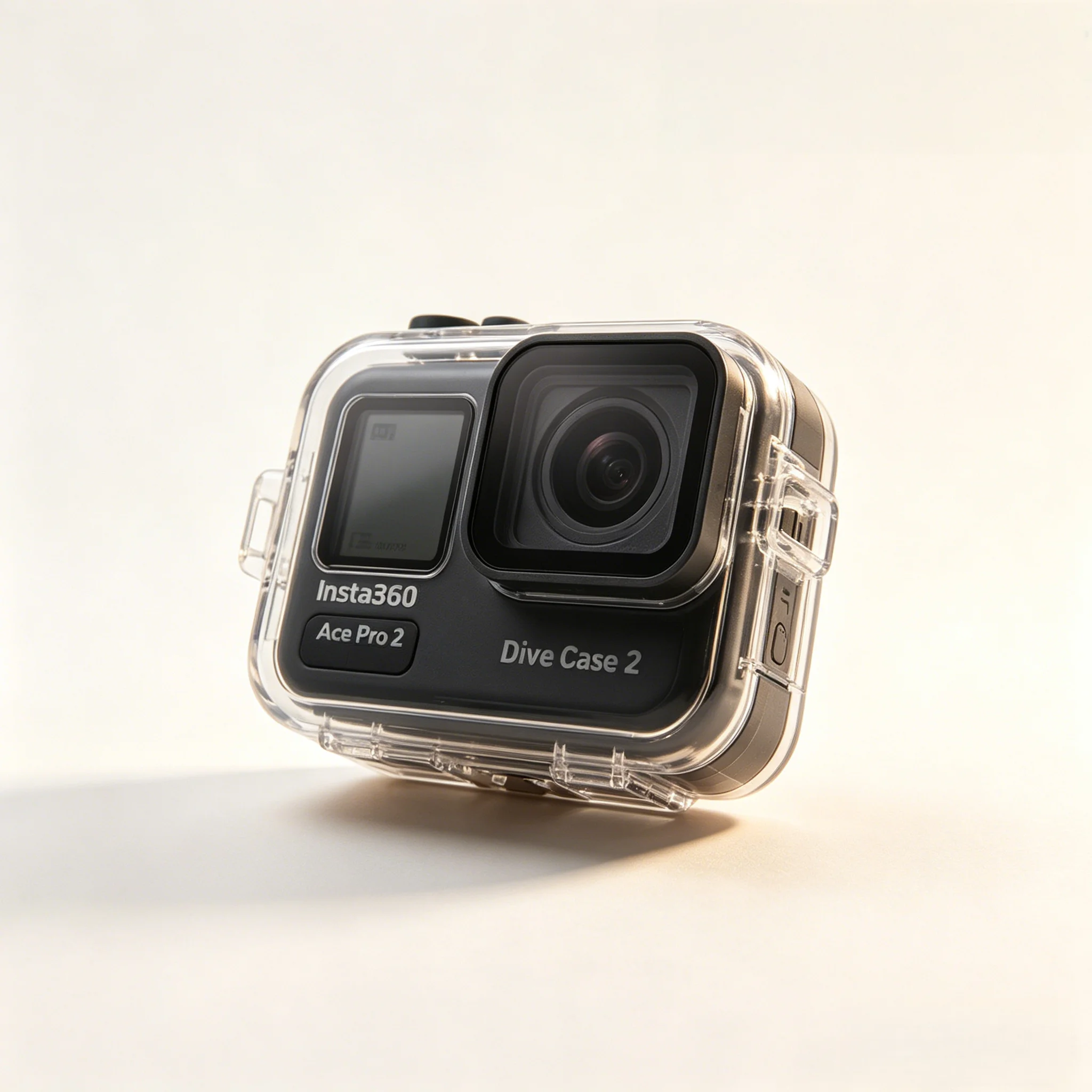

Secure Slide Lock Housing, For Insta360 Ace Pro 2, 60M Underwater Dive Case, Glass Lens, Dual Prong Mount