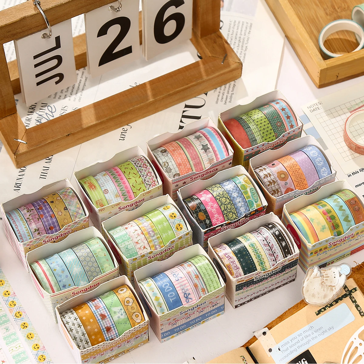 

Наклейка на ленту Васи, 5 рулонов/компл., бант, звезды и полосы, клетчатая лента, канцелярские принадлежности для скрапбукинга, сделай сам, чехол для телефона, украшение для ноутбука