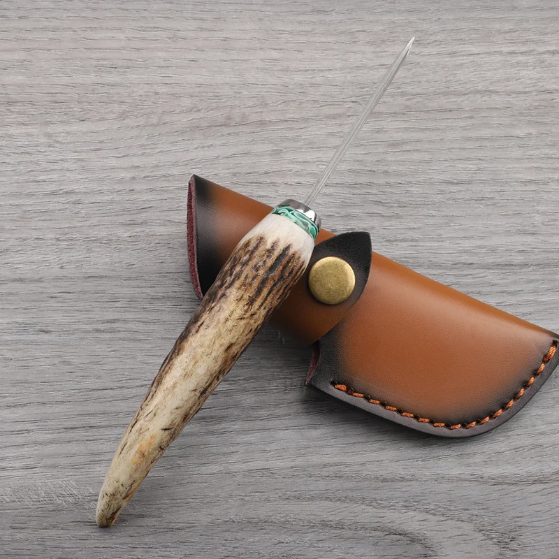 Pisau Baja Damaskus, Gagang Tanduk Rusa Alami, Pisau Tetap, Bertahan Hidup Di Luar Ruangan, Memancing, Berkemah, Buah, Alat Portabel, Pisau