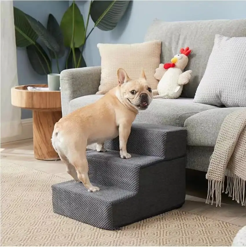 Factory Washable Foldable Pet Stairs for High Bed and Couch Climbing Non-Slip Balanced Pet Step Indoor
