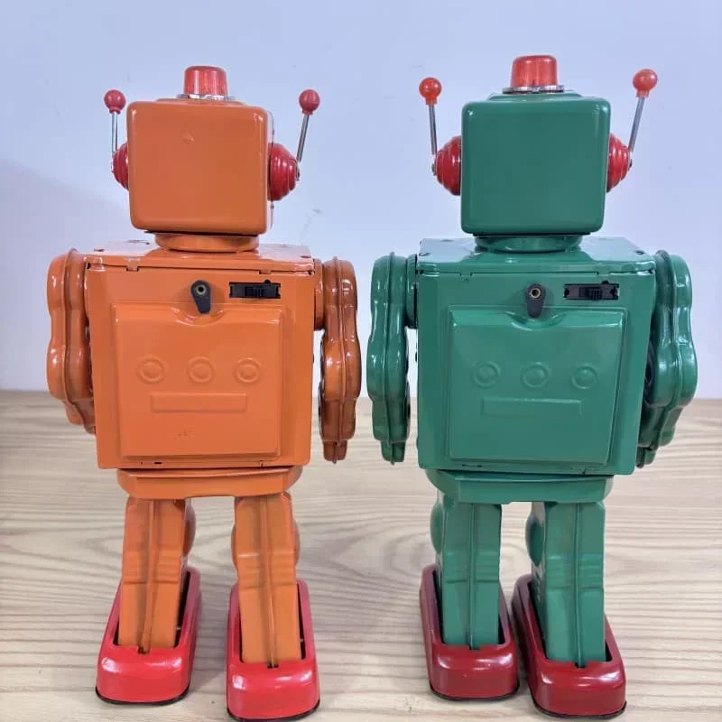 [Zabawna] Kolekcja dla dorosłych Retro Wind up zabawka Metalowa puszka Elektryczny obrotowy robot robot Mechaniczne mechaniczne figurki zabawkowe Prezent dla dzieci
