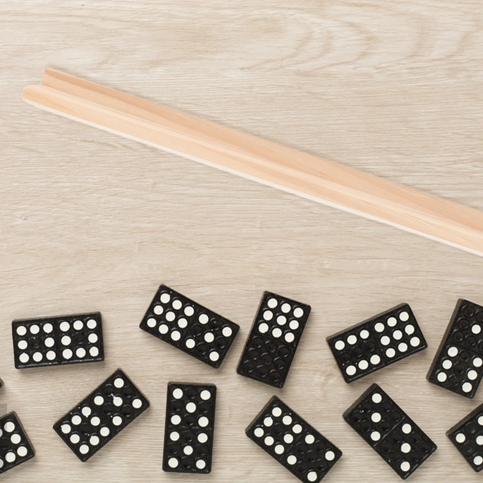 4Pcs Wooden Domino Trays Single Row Unfinished Domino Holders for Mahjong Mexican Train Board Game Accessories 36cm