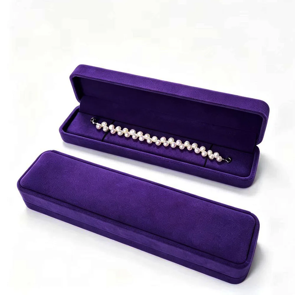 Purple Necklace Storage Box Velvet Bracelet Jewelry Display Organizer Watch Gift Packaging Box Pendant Beads Chain Showcase Box
