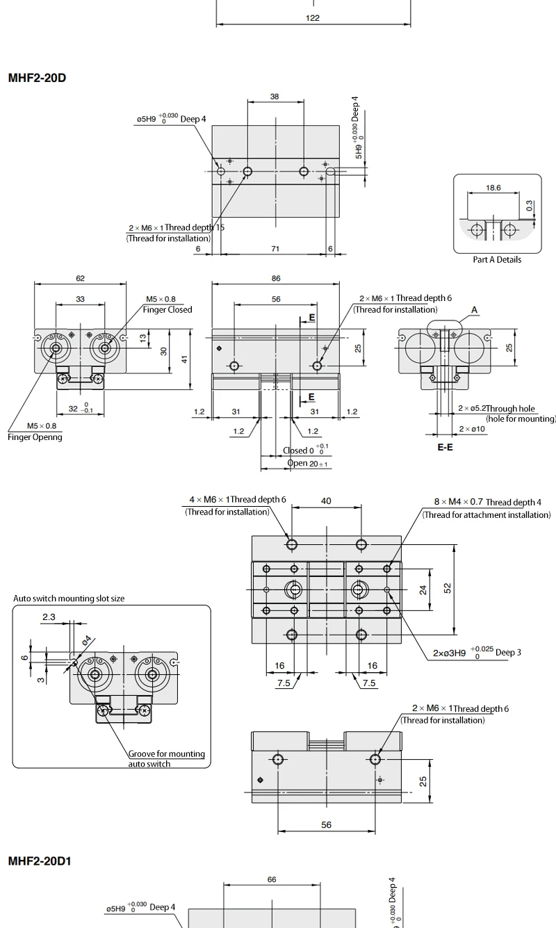 MHF2-8D MHF2-10D MHF2-12D MHF2-16D MHF2-20D Niederprofil-Luft-Parallelgreifer Pneumatischer Zylinder Pneumatischer Greifer – Detail 19