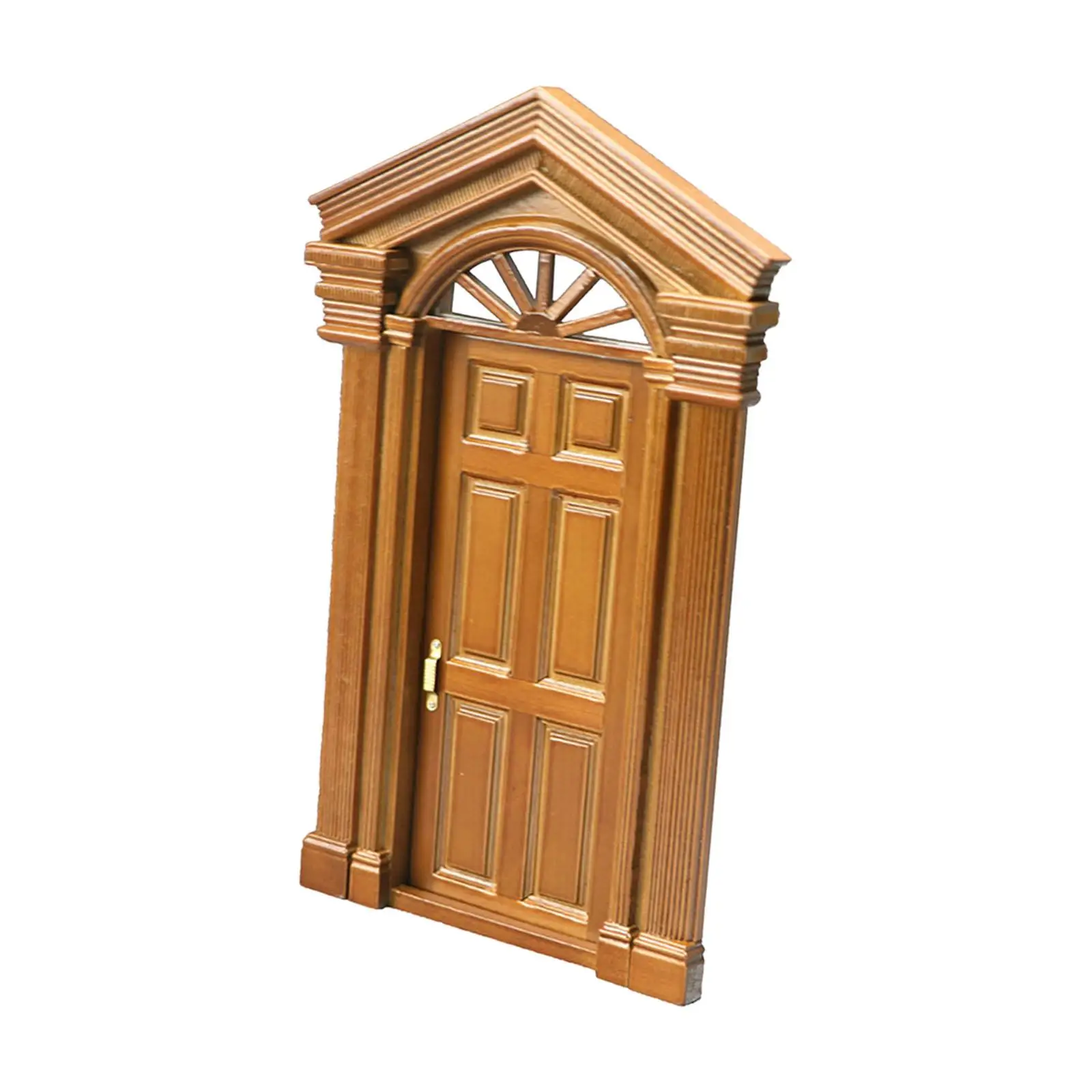 Mini Villa Door Model Doll House European Antique Door Pretend Play Furniture Toys for 1/12 Decoration Playset Holiday Gifts