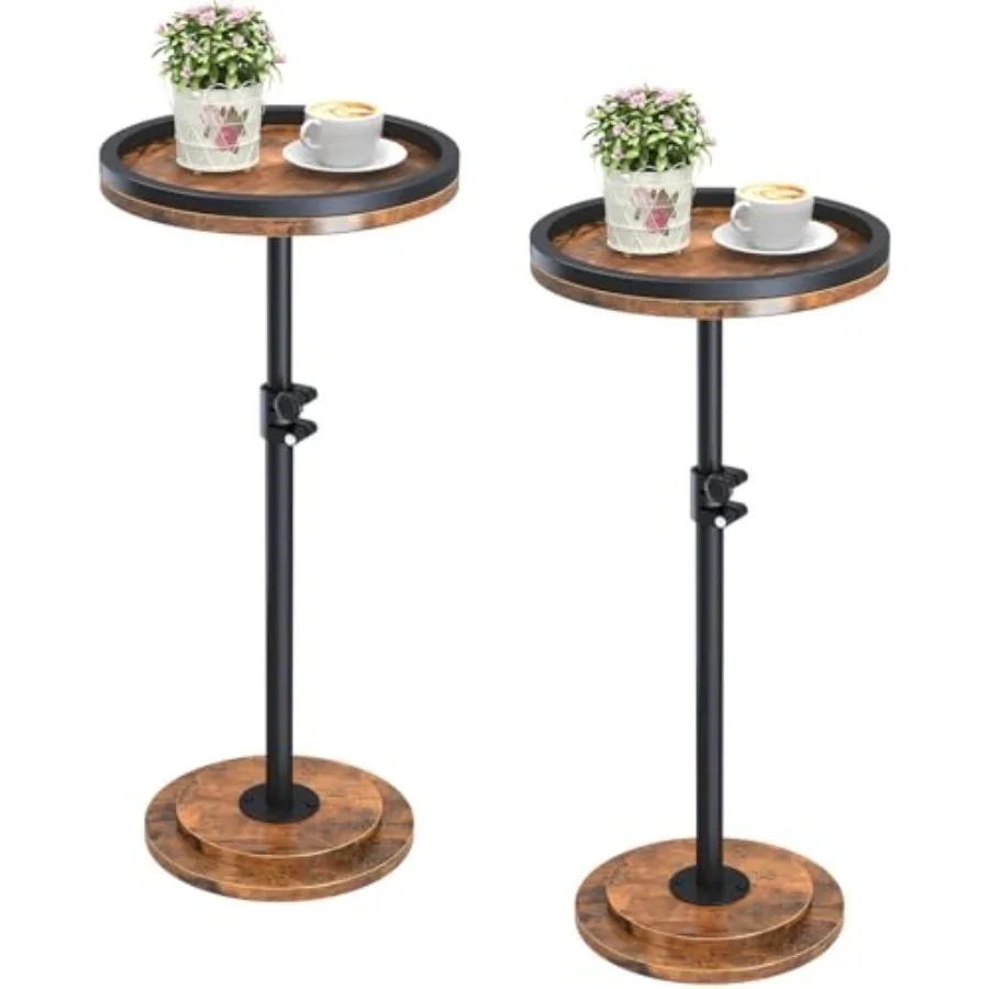 

Small Side Table Set of 2 Drink Table Height Adjustable Round End Table Pedestal Side Table for Small Spaces in Living Room Bed