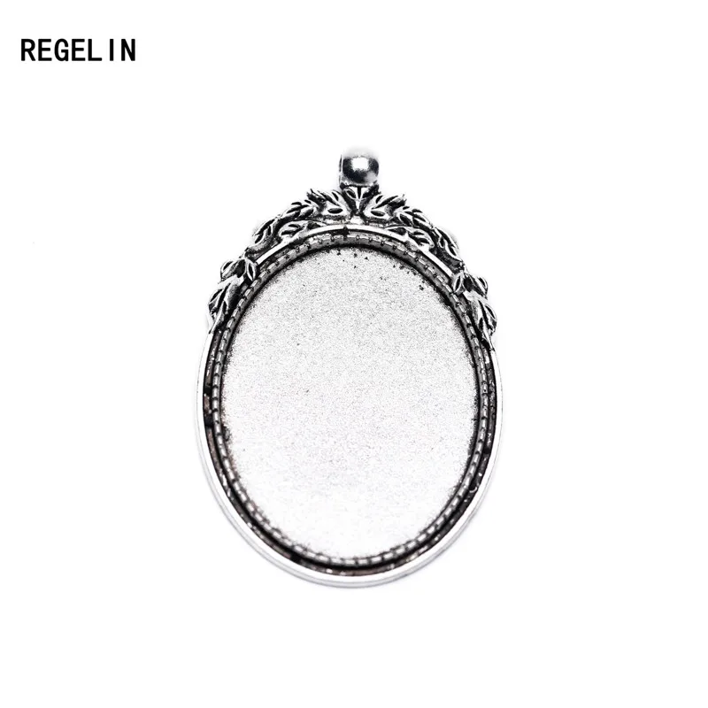 REGELIN 5pcs Flower Pendant Charms Base Settings Cabochon Cameo Tray Bezel Blank Fit 30*40mm Glass Cabochons Jewelry Findings