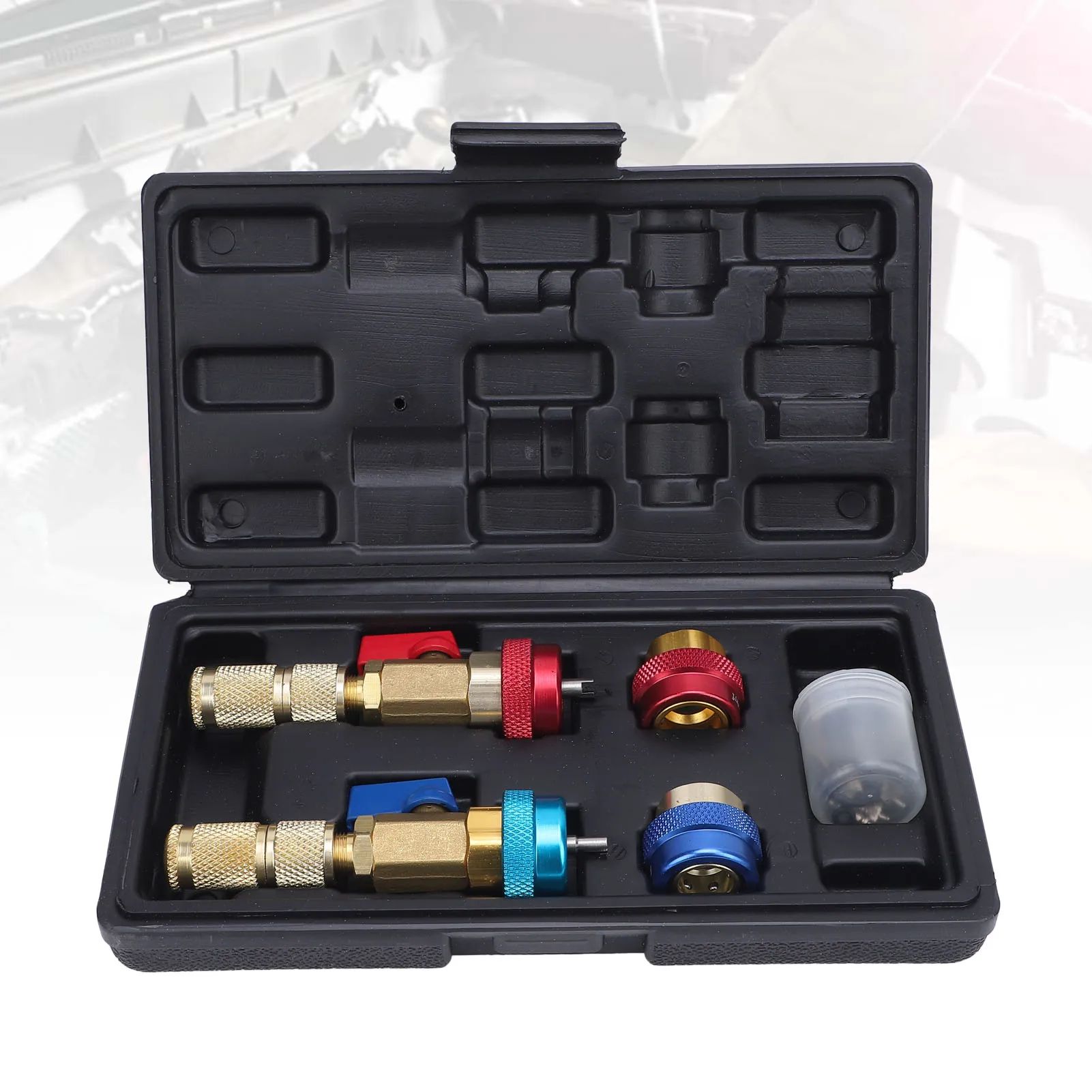 R134A Valve Core Quick Remover Installer Kit Stainless Steel Brass High Low Pressure AC Valve Core Removal Tool for Car