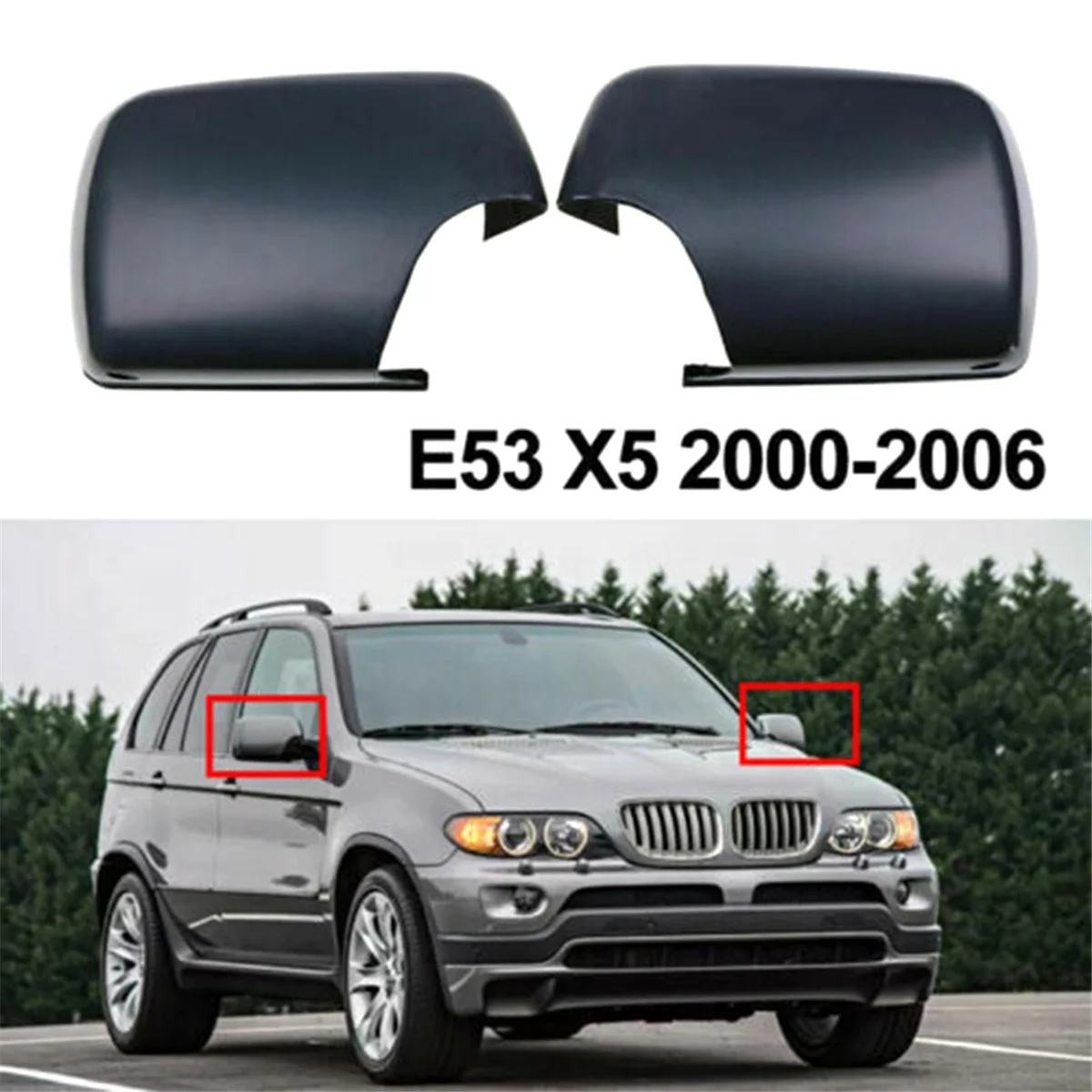 문짝 윙 미러 커버 트림, 왼쪽 및 오른쪽, BMW X5 E53 3.0D/3.0I/4.4I/4.6Is/4.8Is, 2000-2006 액세서리, 자동차 부품, 2 개