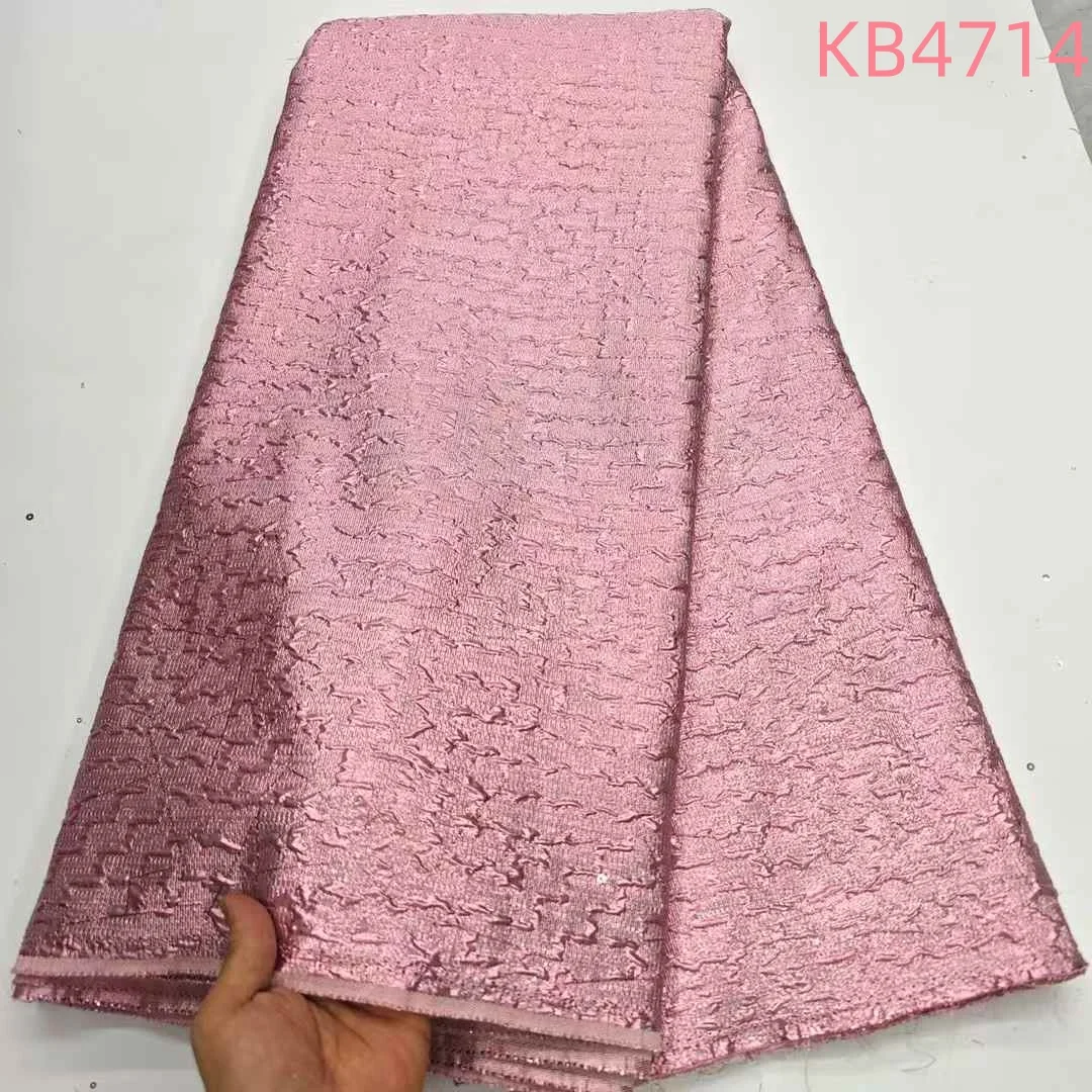 

5 Yards Nigerian Pink Brocade Jacquard Lace Fabric African Fabric Lace High Quality 2025 Gilding Brocade Lace For Sewing KB4714