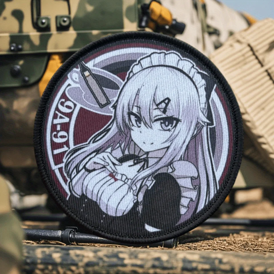 Anime Girl Printed Patch, This is Fine Tactical Morale Badge Patch Hook and Loop Decorative Patches Sew On for Clothing, Dress, Hat, Backbags