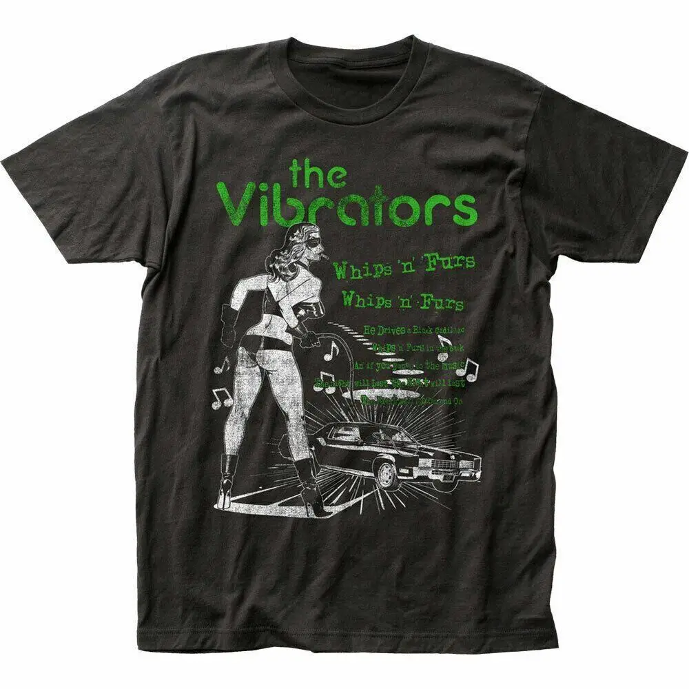 The Vibrators Whips n Furs T Shirt Mens Licensed Rock N Roll Band Tee New Black