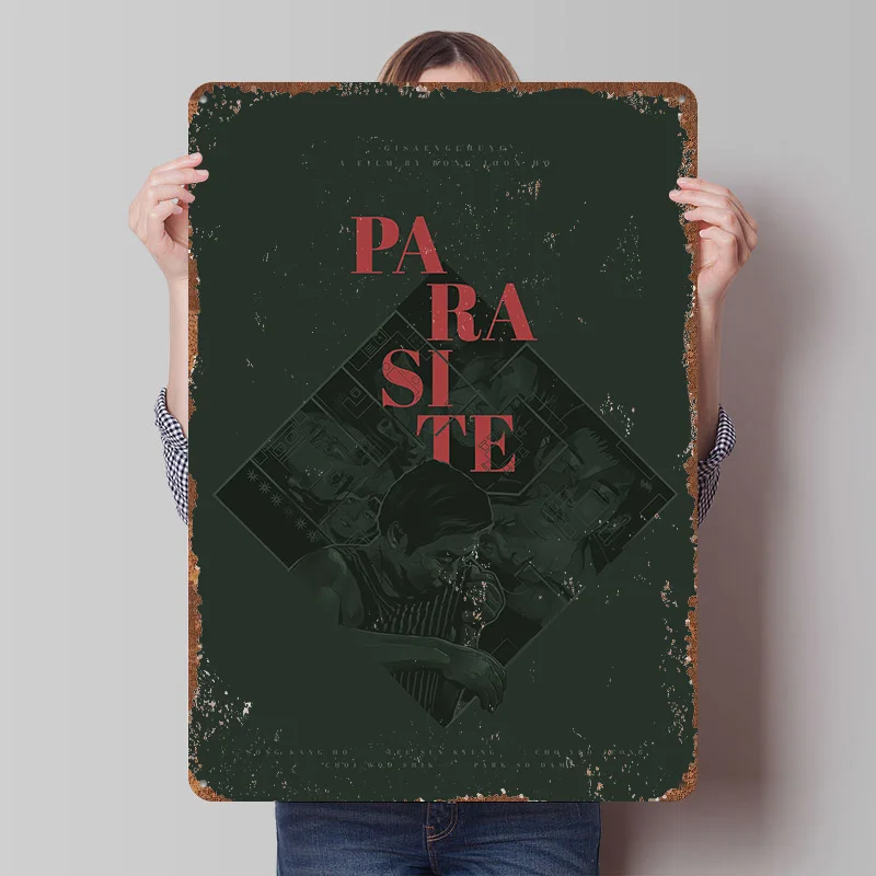 Parasite Printed Poster Customized Retro Wall Art Vintage Metal Tin Signs for Home Interior Decoration Living Room Accessories