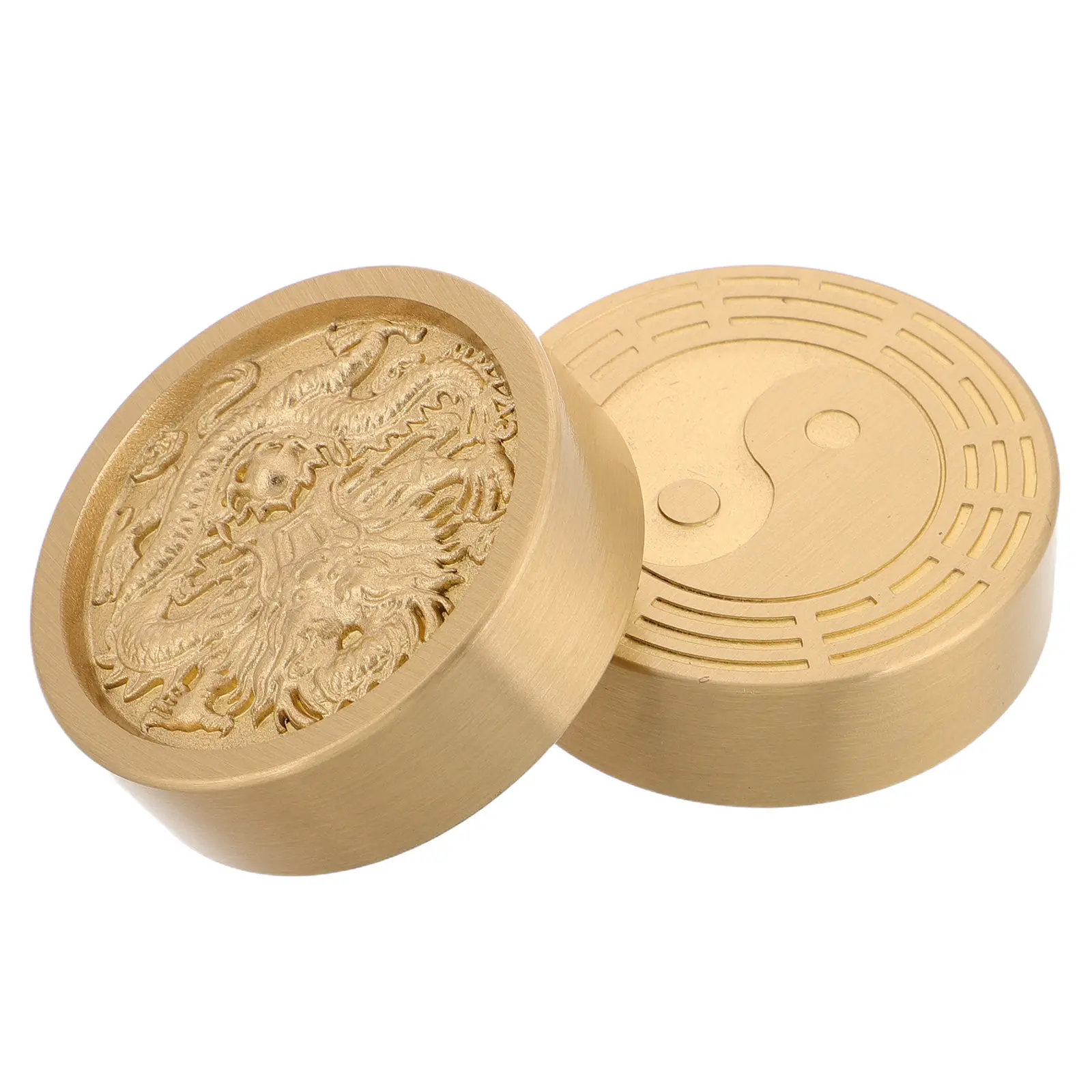 2Pcs Brass Paperweight Heavy Metal Round Weights for Chinese Calligraphy Traditional Painting Desk Accessory Art Tool