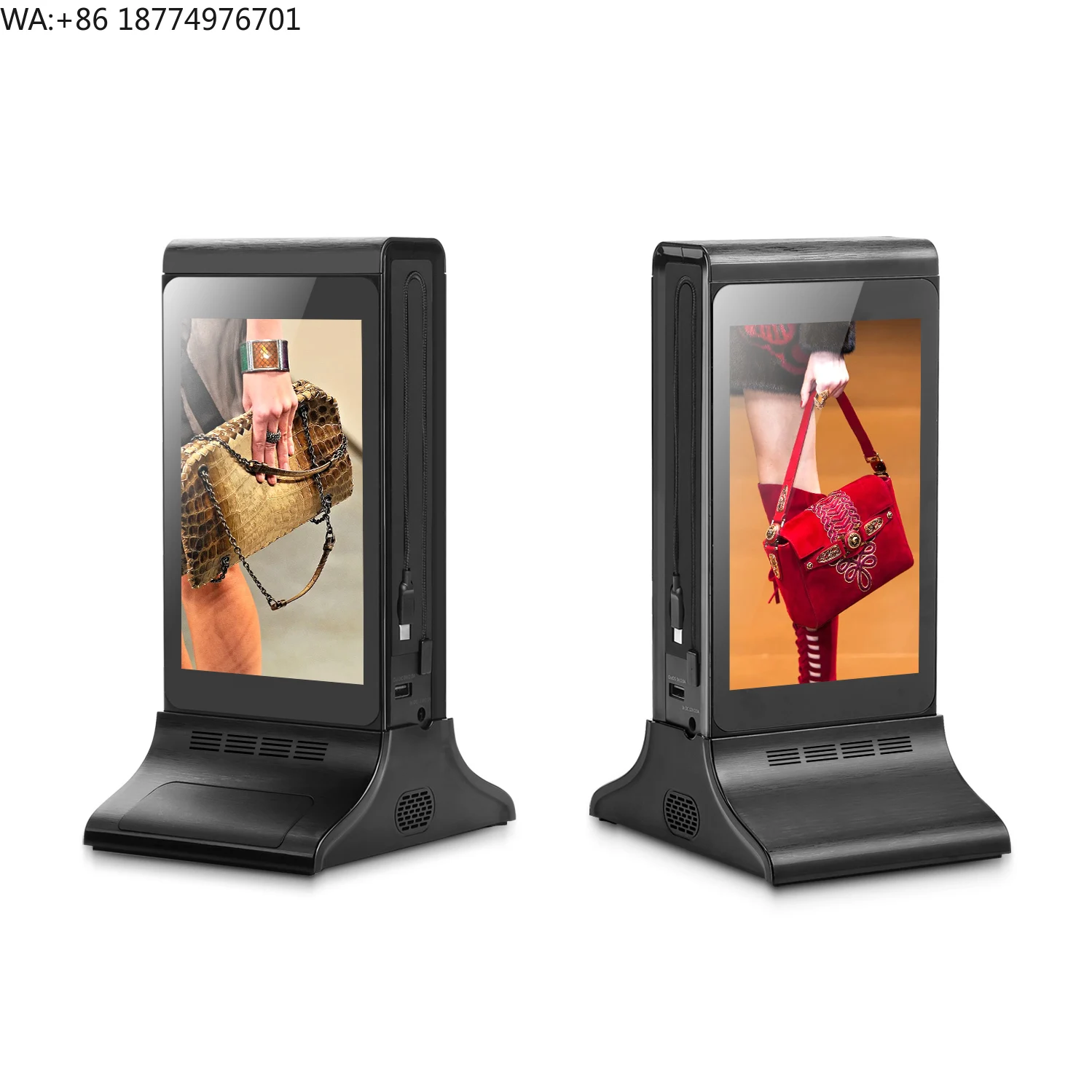Android Digital Tabletop Advertising Player with Dual 7 Inch LCD, Long Battery Life, NFC Payment and Ads Management