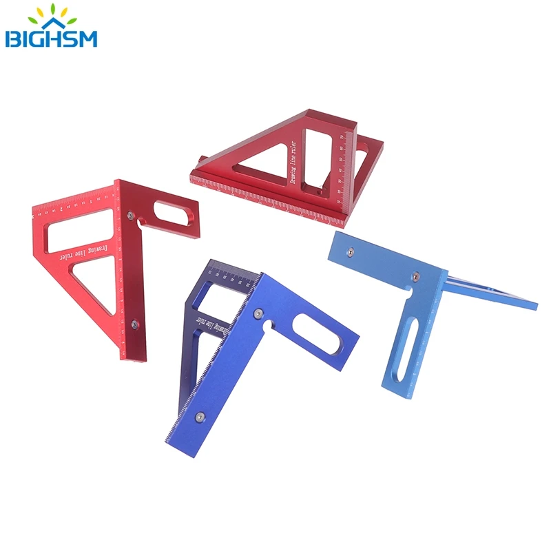 Falegname quadrato per la lavorazione del legno goniometro quadrato in alluminio mitra triangolo righello 3D Multi angolo 45/90 gradi Layout righello di misurazione