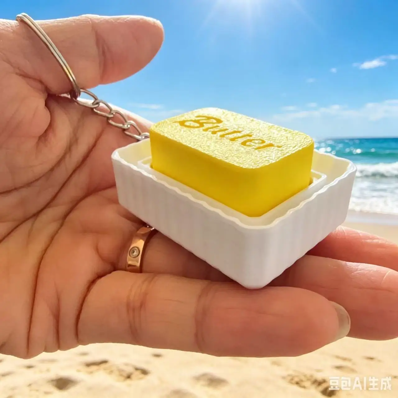 Cute Butter Slider Keychain Simulated Pineapple Bun Clicker Portable Anxiety Relief Kawaii Sensory Fidget Toy Bag Pendant