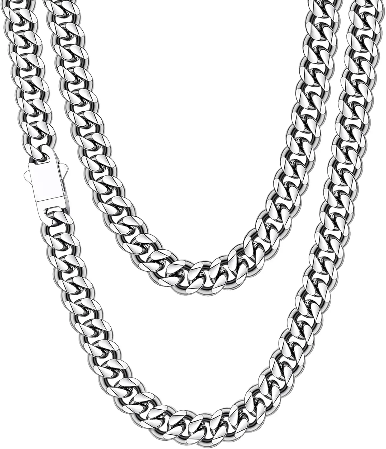 

Мужские цепочки Fiusem Cuban Link 3,5 мм, серебристого/черного цвета/покрытые 14-каратным золотом, из нержавеющей стали, длина 16, 18 дюймов.