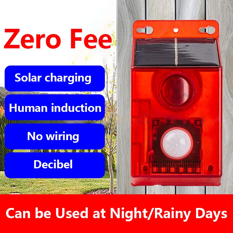 صفارة إنذار أمان مقاومة للماء مع جهاز تحكم عن بعد ، مصباح إنذار شمسي متعدد الوظائف للحديقة ، لاسلكي ، IP65 ، 1 42 ، 2