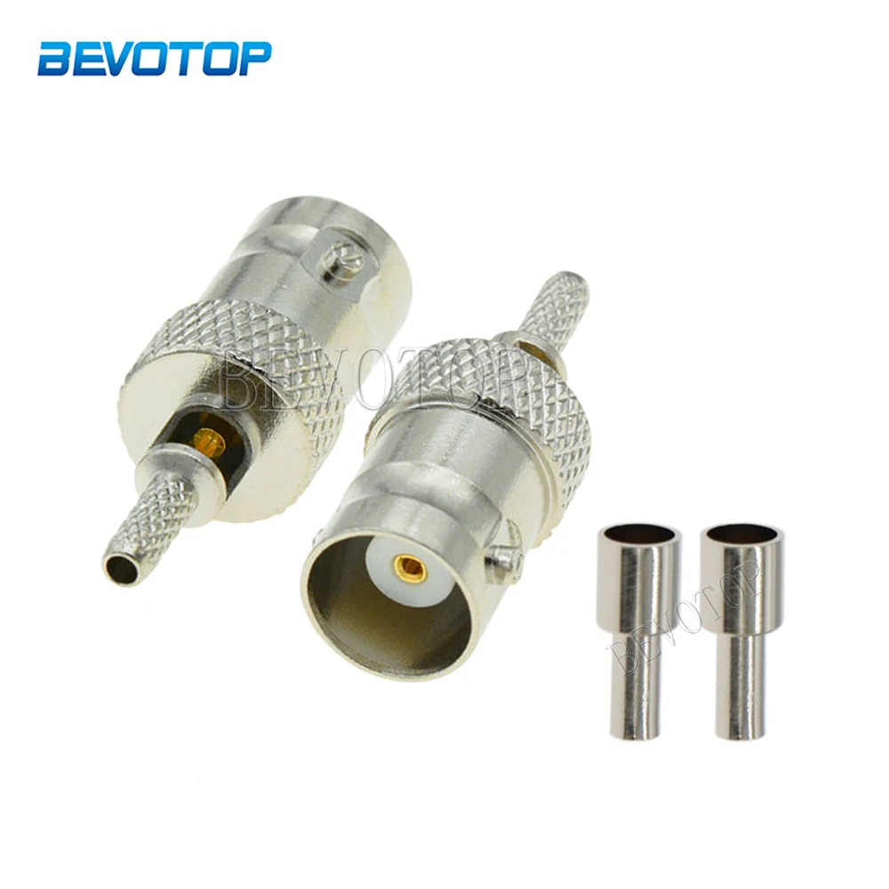 

10Pcs/Lot BNC Female Jack Straight Window Crimp Connector for RG174 RG316 LMR100 RF Coaxial Cable Adapter 50 Ohm