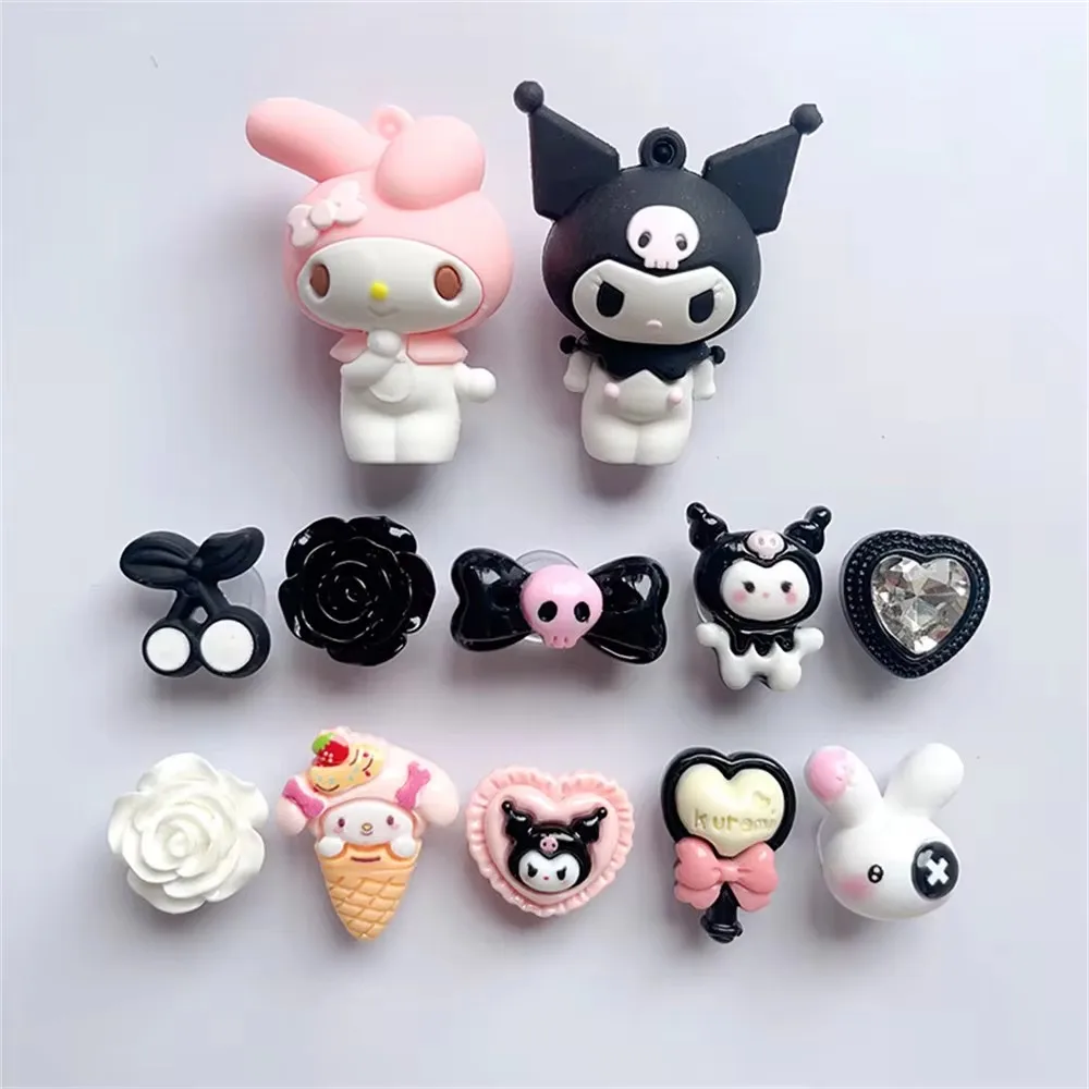 MINISO 3D Set Cartoon Cute Kuromi Yugui Dog Charm Sandals Buckle DIY Detachable Wristband Children\'s Shoe Accessories