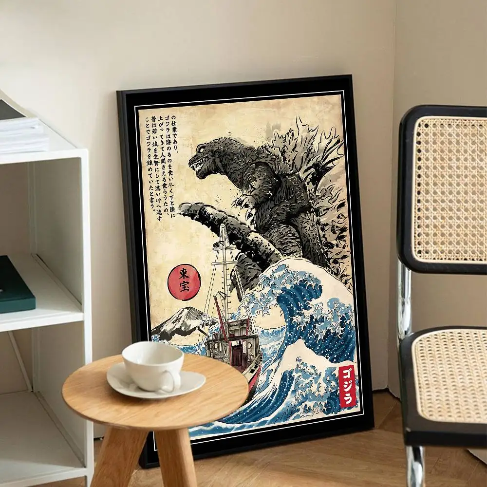 G-Godzillas Anime Self-adhesive Art Poster Retro Kraft Paper Sticker DIY Room Bar Cafe Stickers Wall Painting view 4
