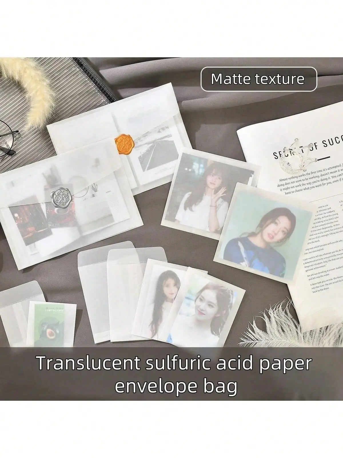 20/50pcs Translucent Frosted Tissue Paper Envelopes - Ins Style Card Packaging Bags - Small Card Gift Wrapping Bags