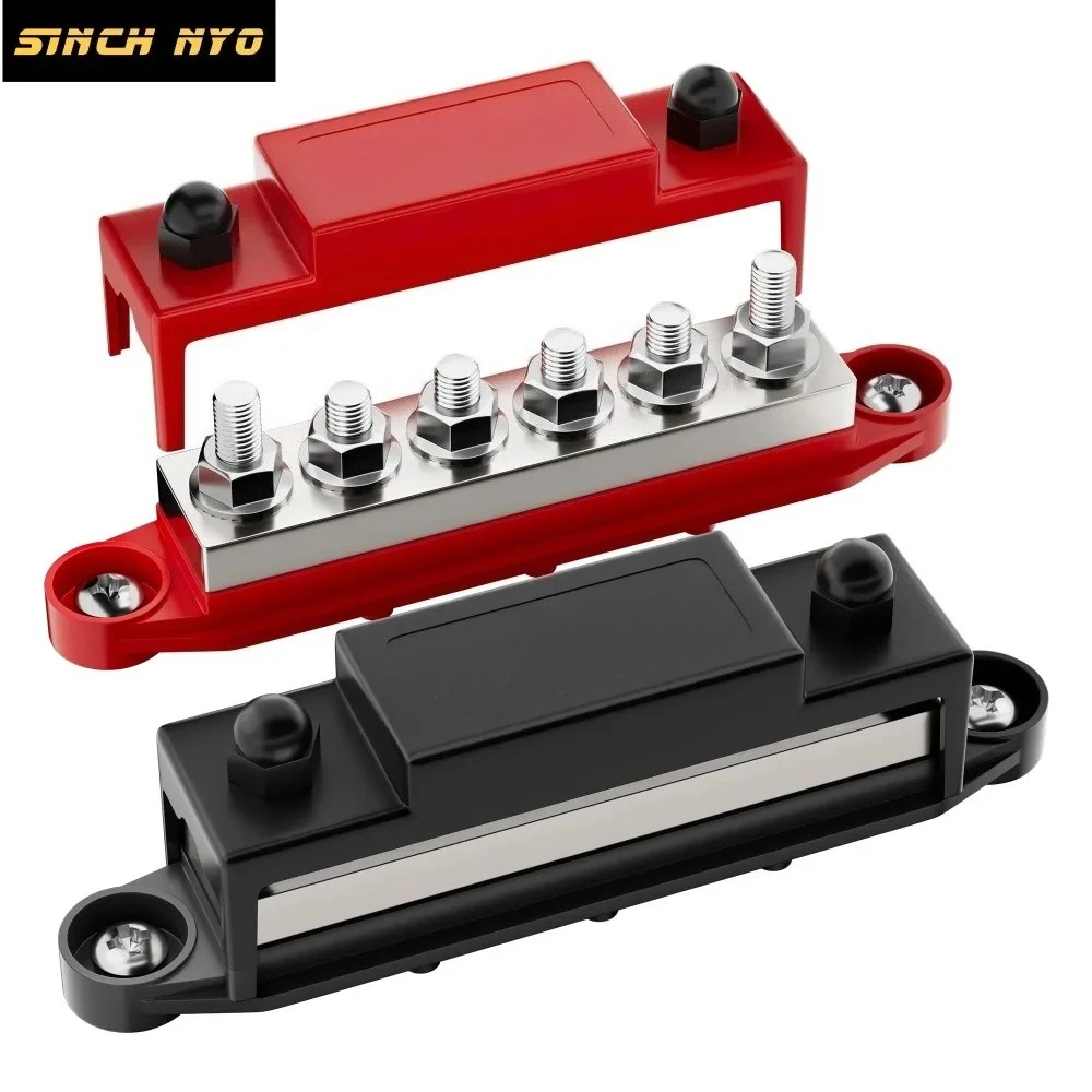 

M8 275A 12V Блок распределения питания шины 6 x 5/16" Клеммные шпильки Морская шина 12 В Позитивная и отрицательная для лодки