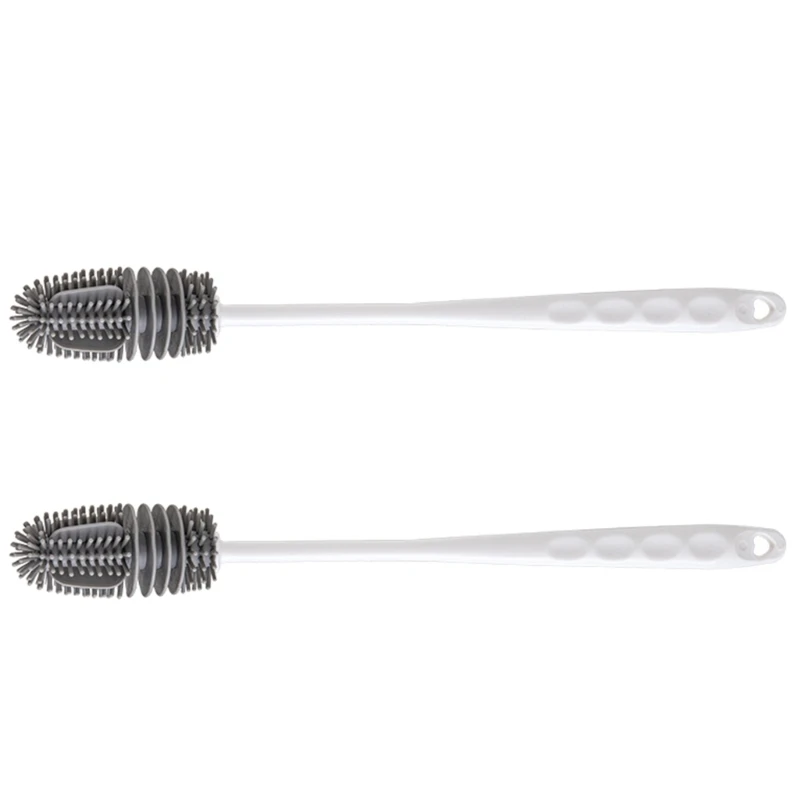 Bộ 2 Bàn Chải Làm Sạch Chai Thích Hợp Cho Chai Bia Cổ Hẹp Bàn Chải Silicon Có Thể Tái Sử Dụng Cho Bình Thể Thao, Trang Sức Giọt