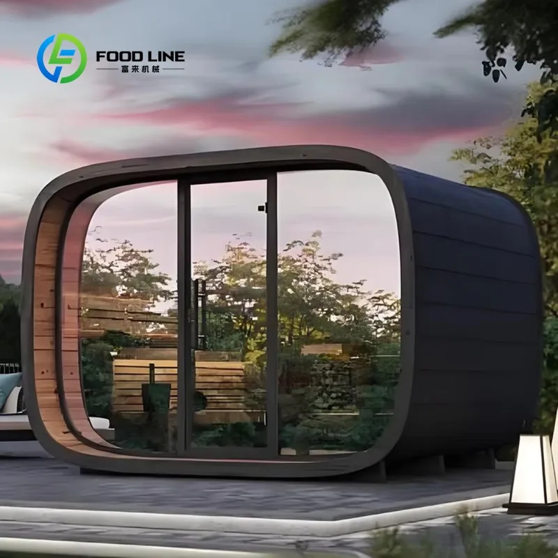 Customized Wooden Outdoor Sauna For 4 To 6 Persons With Glass Front And Heat Resistant Wooden Bench Bulk Order Huge Savings