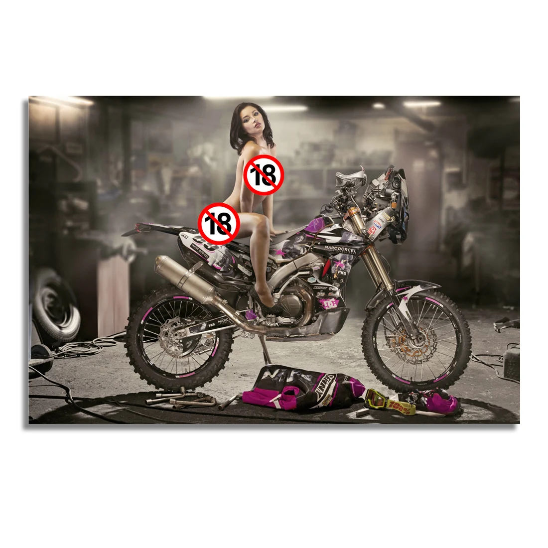 Naked Girl Sexy Anna Polina and Dirtbike Photo Wall Art Paintings Posters Canvas Printings for Home Living Room Decor