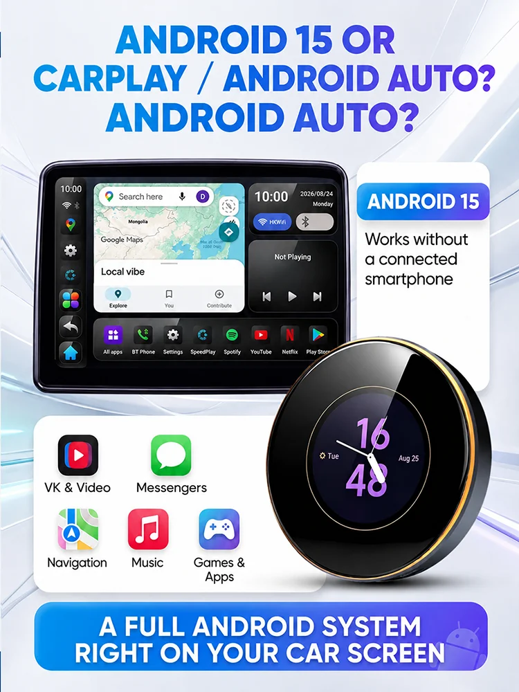 CarRocket Touch Screen Wireless CarPlay Ai Box Android 17 Qualcomm 6350 Built‑in GPS 5G LTE Car Multimedia Adapter For ALPINE