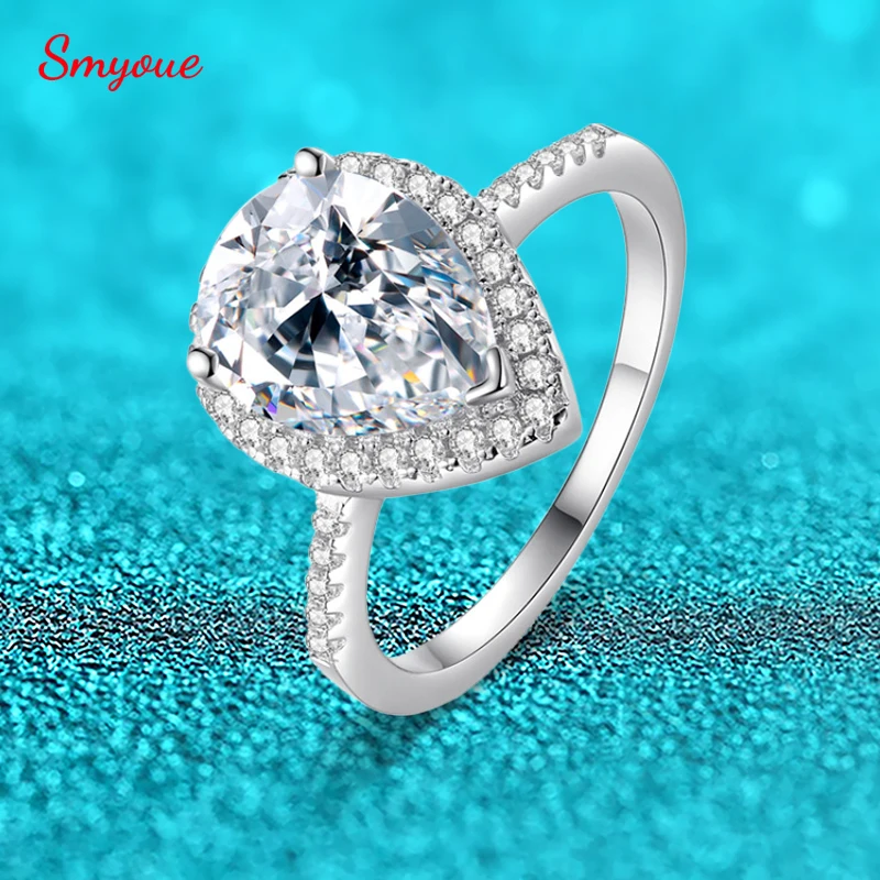 

Женское кольцо Smyoue из серебра 925 пробы с муассанитом 3 карата 8*10 мм