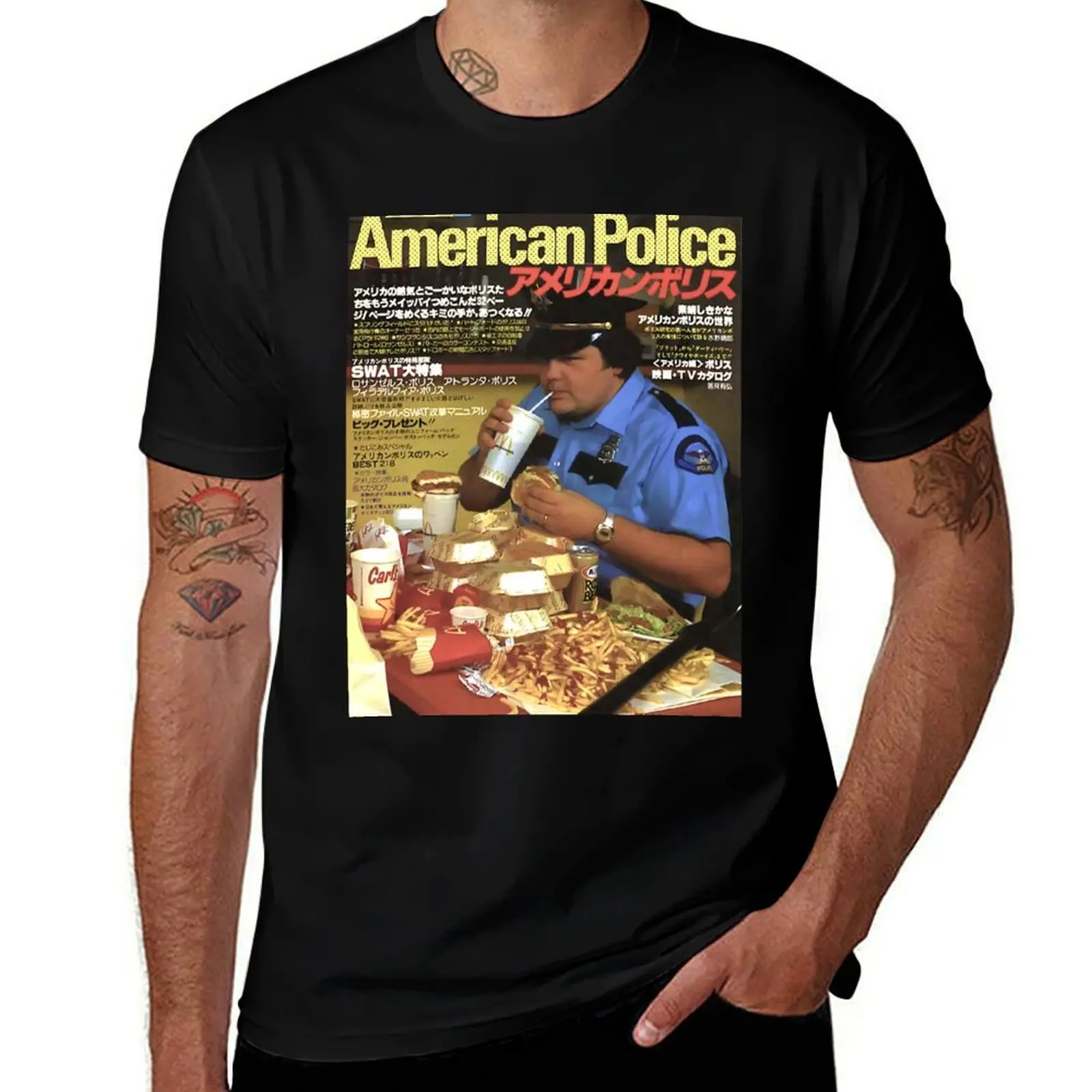 American Police Magazine T-Shirt Basic Short Sleeve for Men T-Shirt
