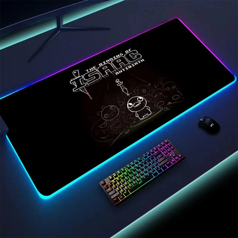 RGB MousePad The Binding of alexander Gamer Cabinet HD Printing Computer Desk Mat PC accessori per ufficio Led Mousepad tappetino per Mouse Anime