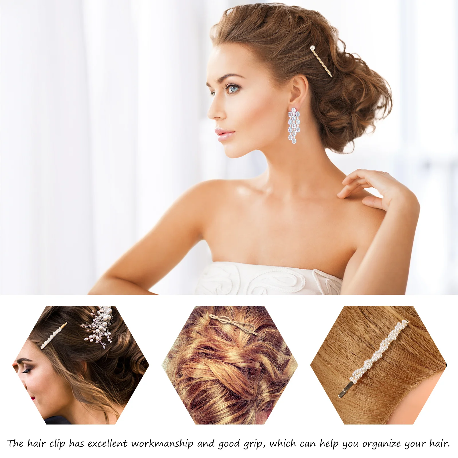 

17Pcs Geometric Pearl Hair Clips Metal Hairpin with Manmade Pearl Inlay for Women Stylish Hair Accessories Barrettes