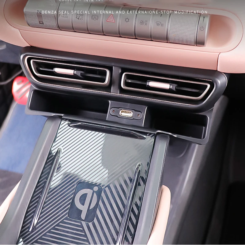

1 Pc Center Console Storage Box for BYD Atto 1 Under Vent Mount Organizer with USB Port Dash Car Accessories