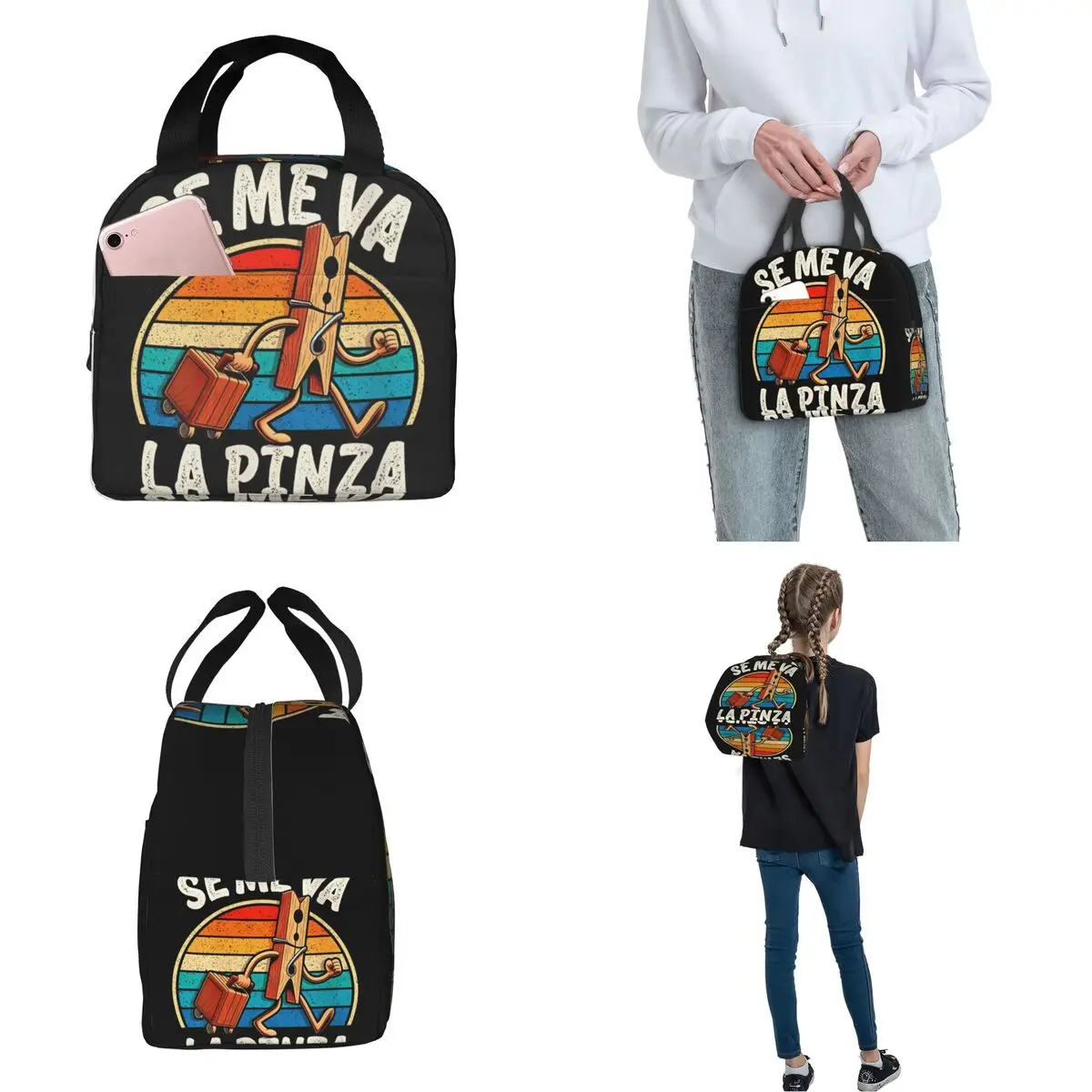 Lunch Bag Se Me Va La Pinch Funny Phrase Thermal Cooler Portable Picnic Travel Canvas Tote Handbags