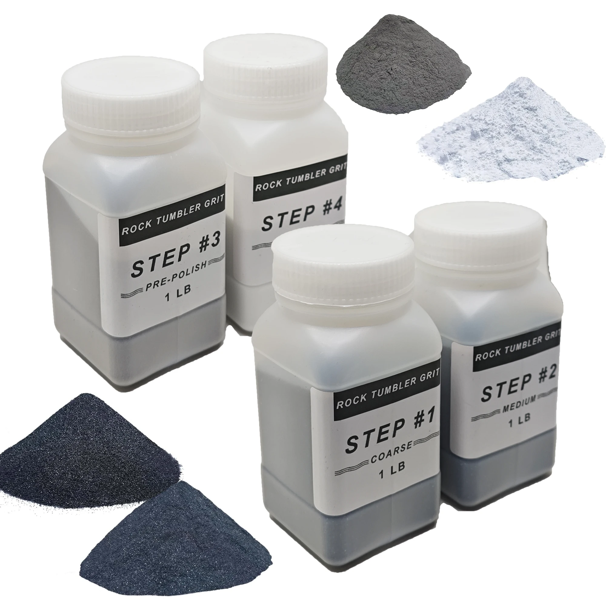 

4-Step Rock Tumbler Grit Set,Rock Tumbler Grit Polish Refill Kit,Includes Step #1,#2,#3,#4 Grits,Ideal for Any Rock Tumbler & St