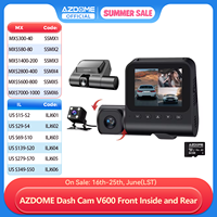 AZDOME Dash Cam V600 1080P*2+480P Front Inside and Rear Dash Camera for Cars 2.4'' IPS Screen Car DVR APP 24H Parking Monitor