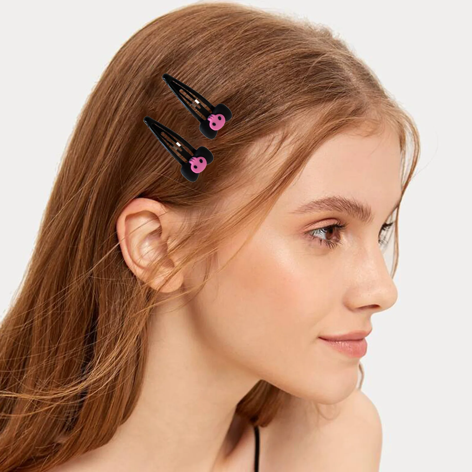 Pince à cheveux gothique rose crâne, pince BB à nœud papillon noir, accessoires pour cheveux Punk pour femmes et filles, fête d'halloween heureuse, 1/2/5/10 pièces